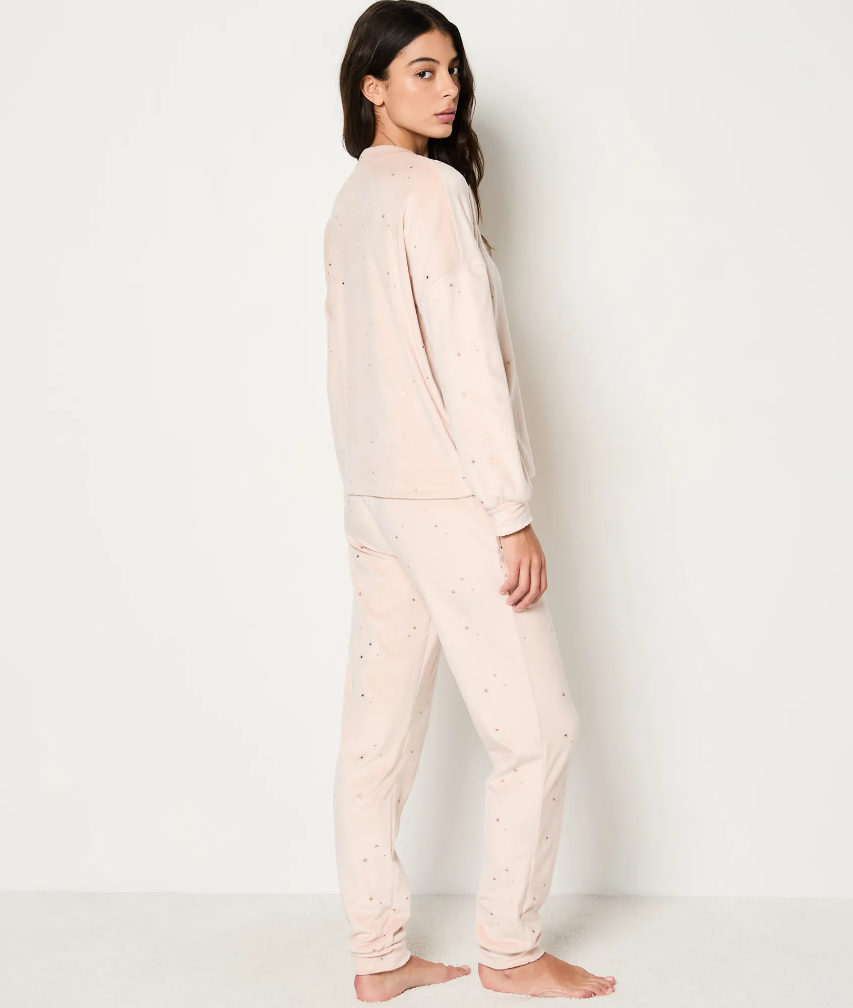 Clearance Ensemble 2 pièces de pyjamas en velours imprimé dorée Pyjamas 2 Et 3 Pièces