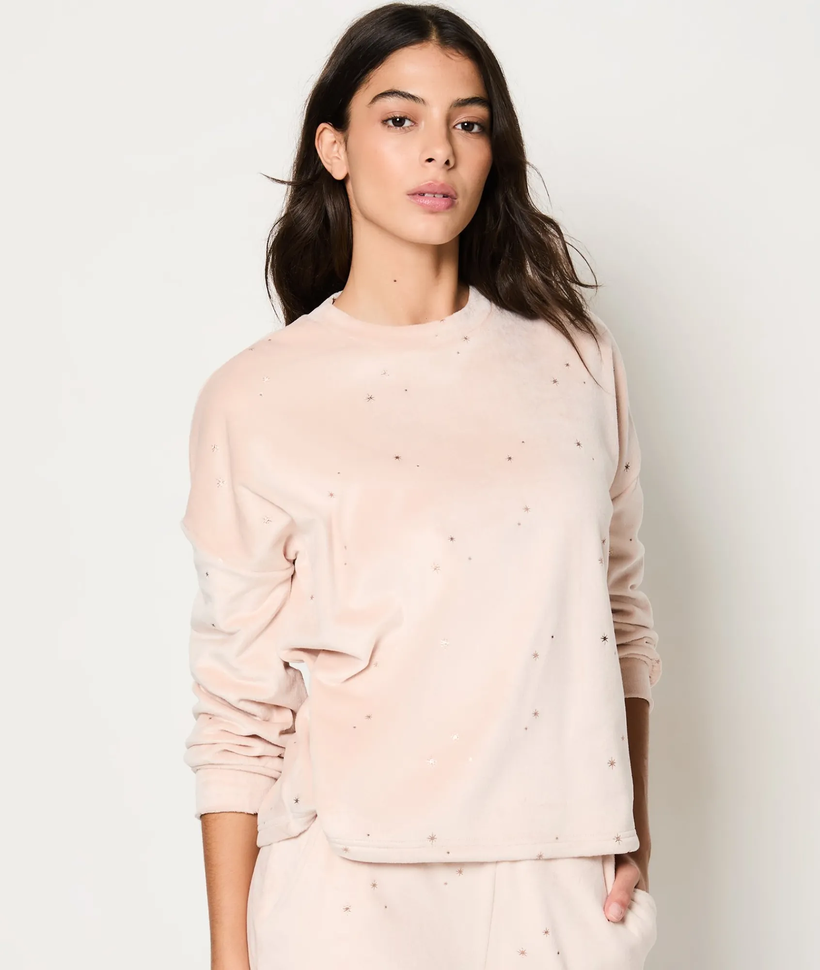 Clearance Ensemble 2 pièces de pyjamas en velours imprimé dorée Pyjamas 2 Et 3 Pièces