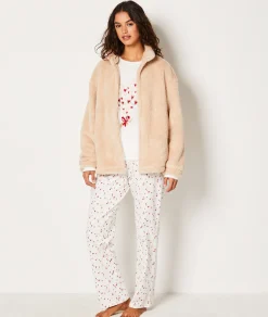 Clearance Ensemble 3 pièces de pyjamas veste polaire Pyjamas 2 Et 3 Pièces
