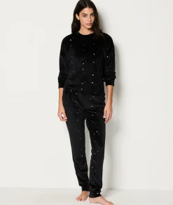 Flash Sale Ensemble 2 pièces de pyjamas en velours imprimé dorée Pyjamas 2 Et 3 Pièces