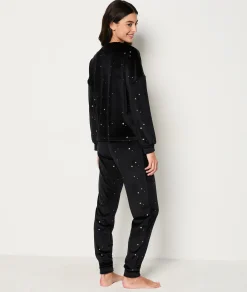 Flash Sale Ensemble 2 pièces de pyjamas en velours imprimé dorée Pyjamas 2 Et 3 Pièces