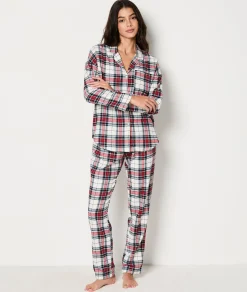 Outlet Ensemble 2 pièces de pyjama en coton à carreaux Pyjamas 2 Et 3 Pièces