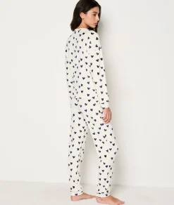 Clearance Ensemble 2 pièces de pyjamas à motifs cœur Pyjamas 2 Et 3 Pièces