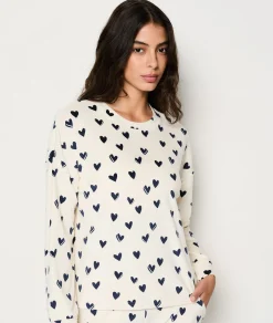 Clearance Ensemble 2 pièces de pyjamas à motifs cœur Pyjamas 2 Et 3 Pièces