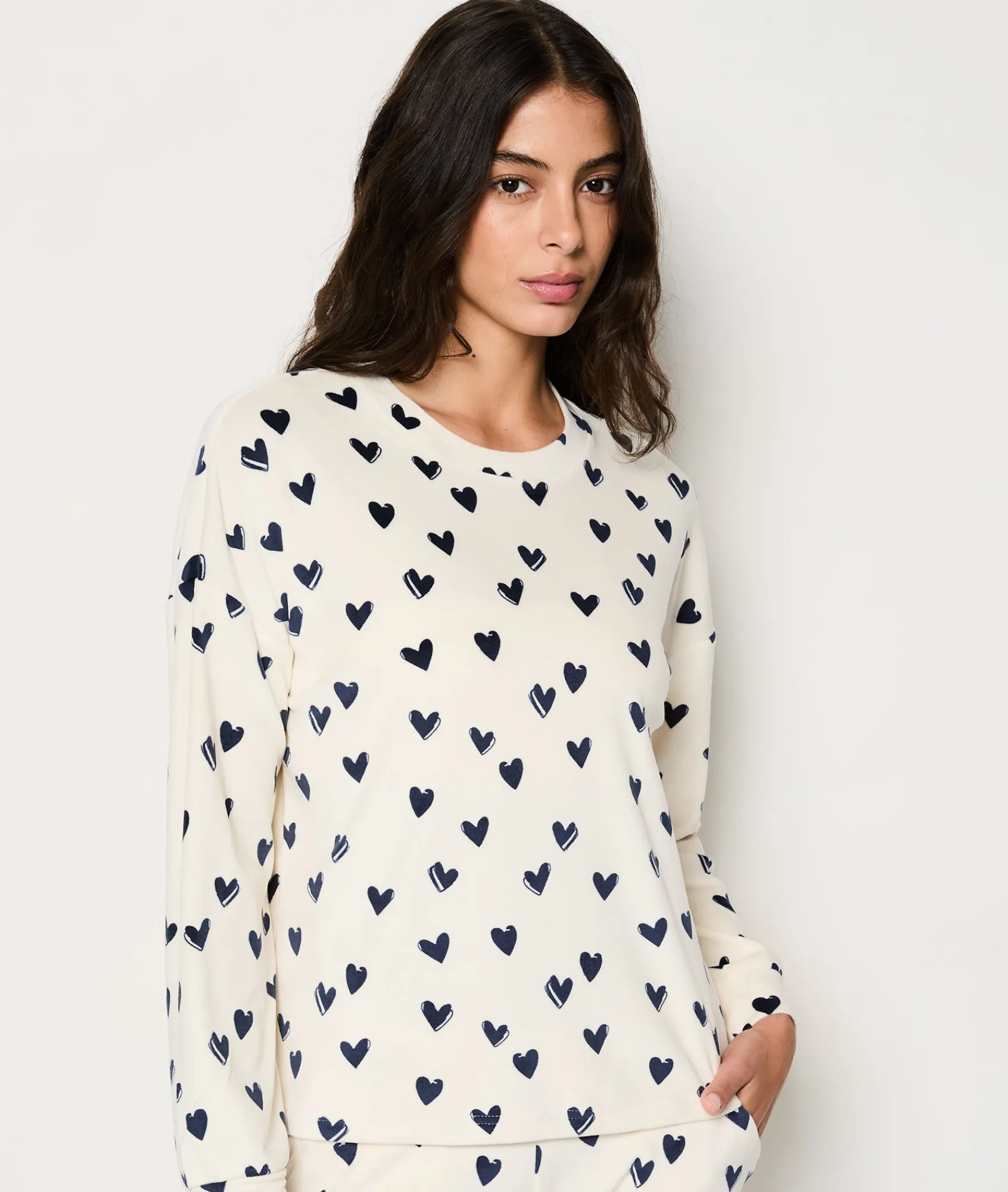 Clearance Ensemble 2 pièces de pyjamas à motifs cœur Pyjamas 2 Et 3 Pièces
