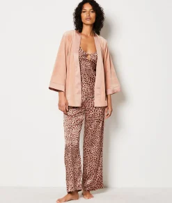 Sale Ensemble pyjama 3 pièces léopard veste micro polaire Pyjamas 2 Et 3 Pièces