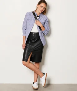 Best Sale Jupe midi avec fente effet cuir Jupes