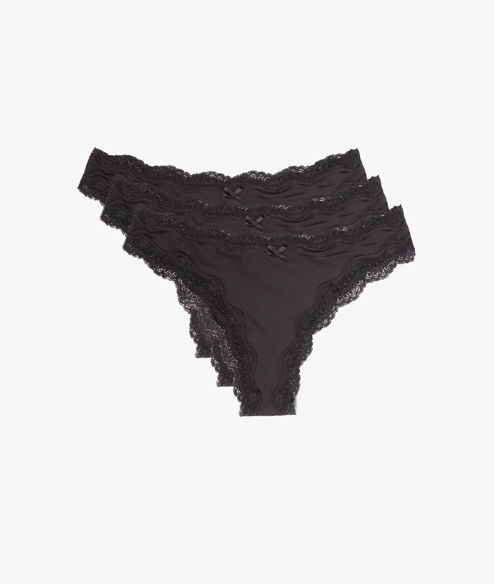 Clearance Lot de 3 tangas en microfibre et dentelle Lots De Slips