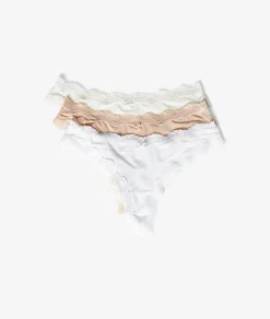 Best Lot de 3 tangas en microfibre et dentelle Lots De Slips