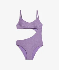 Flash Sale Maillot de bain 1 pièce découpe côte irisé Maillots De Bain 1 Pièce
