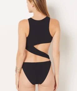 Flash Sale Maillot de bain 1 pièce détail anneau et découpe sur le côté Maillots De Bain 1 Pièce