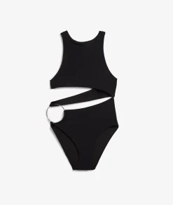 Flash Sale Maillot de bain 1 pièce détail anneau et découpe sur le côté Maillots De Bain 1 Pièce