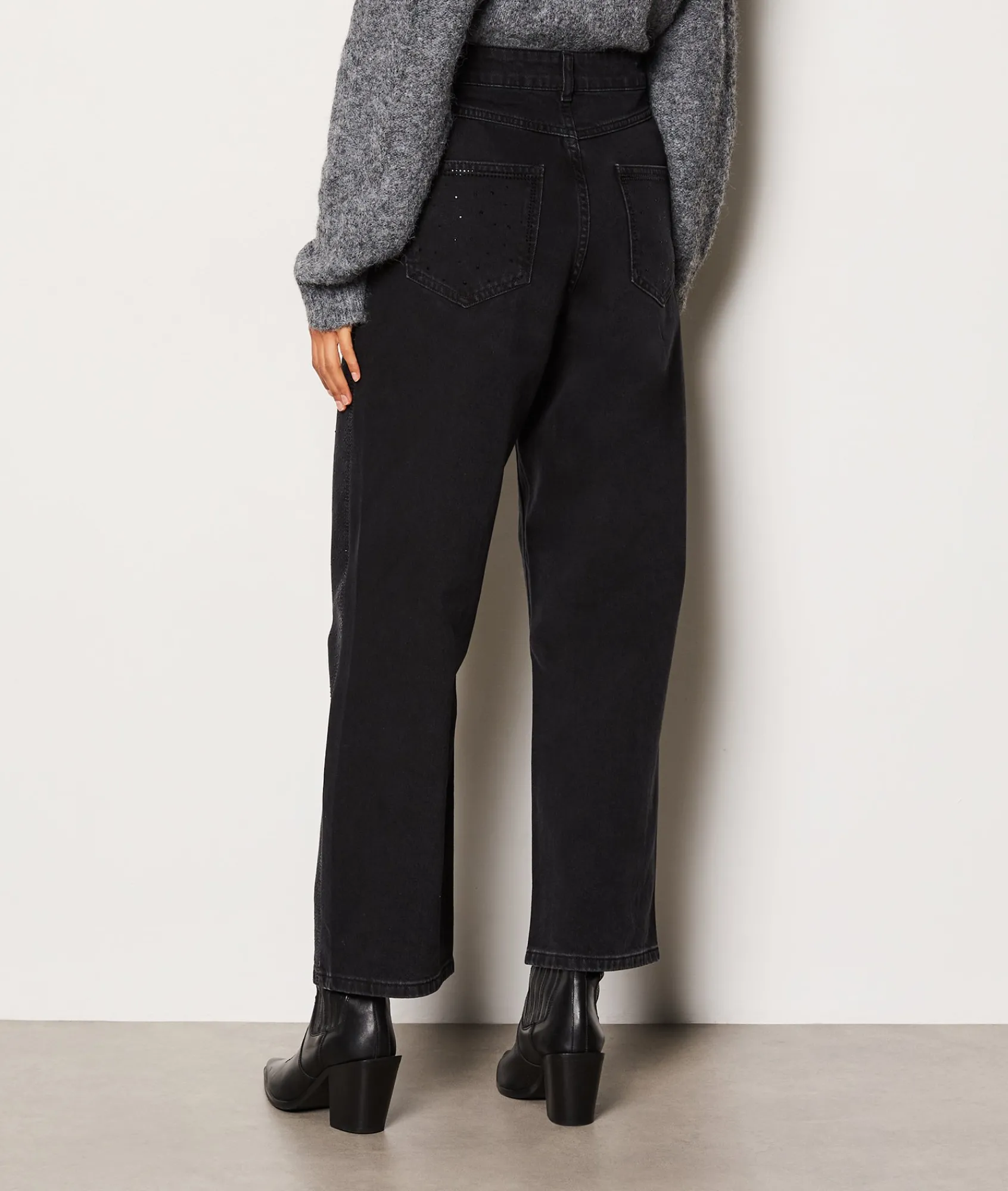 New Pantalon coupe droite à strass Pantalons Droits