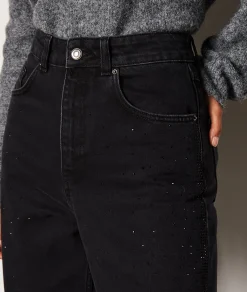 New Pantalon coupe droite à strass Pantalons Droits
