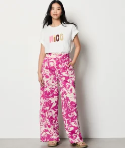 Store Pantalon coupe large à motif Pantalons Fluides|Pantalons Larges