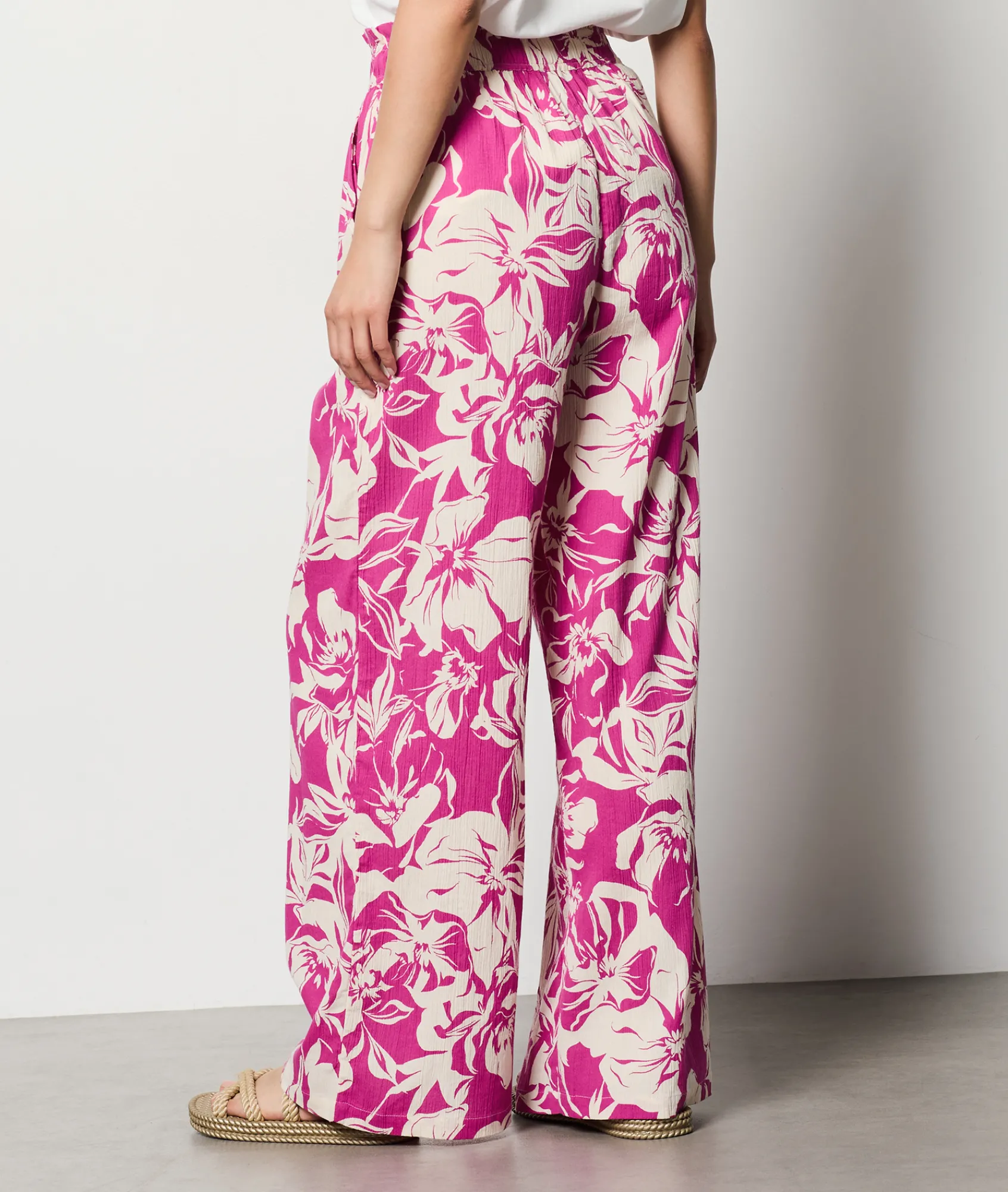 Store Pantalon coupe large à motif Pantalons Fluides|Pantalons Larges