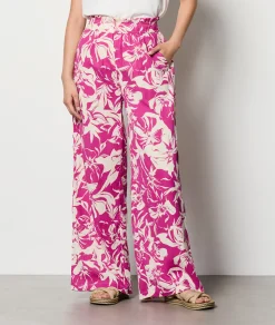 Store Pantalon coupe large à motif Pantalons Fluides|Pantalons Larges