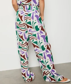 Cheap Pantalon coupe large à motif Pantalons Fluides|Pantalons Larges