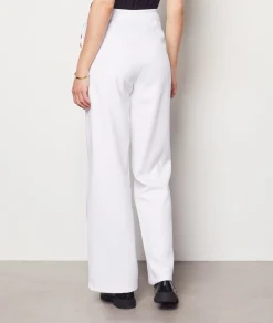 Cheap Pantalon coupe large détails boutons Pantalons Larges