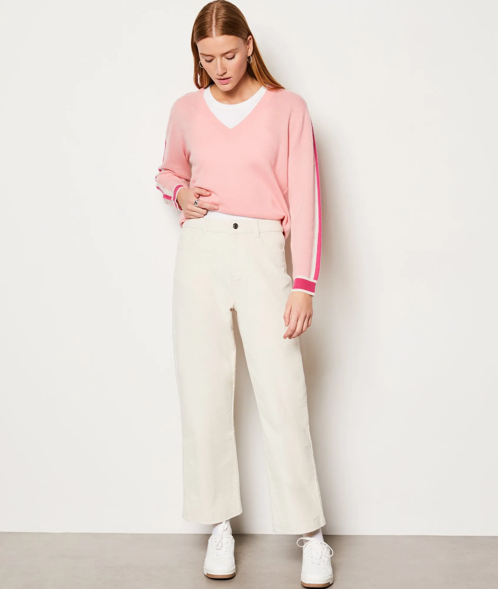 Cheap Pantalon velours en coton coupe large Pantalons Larges