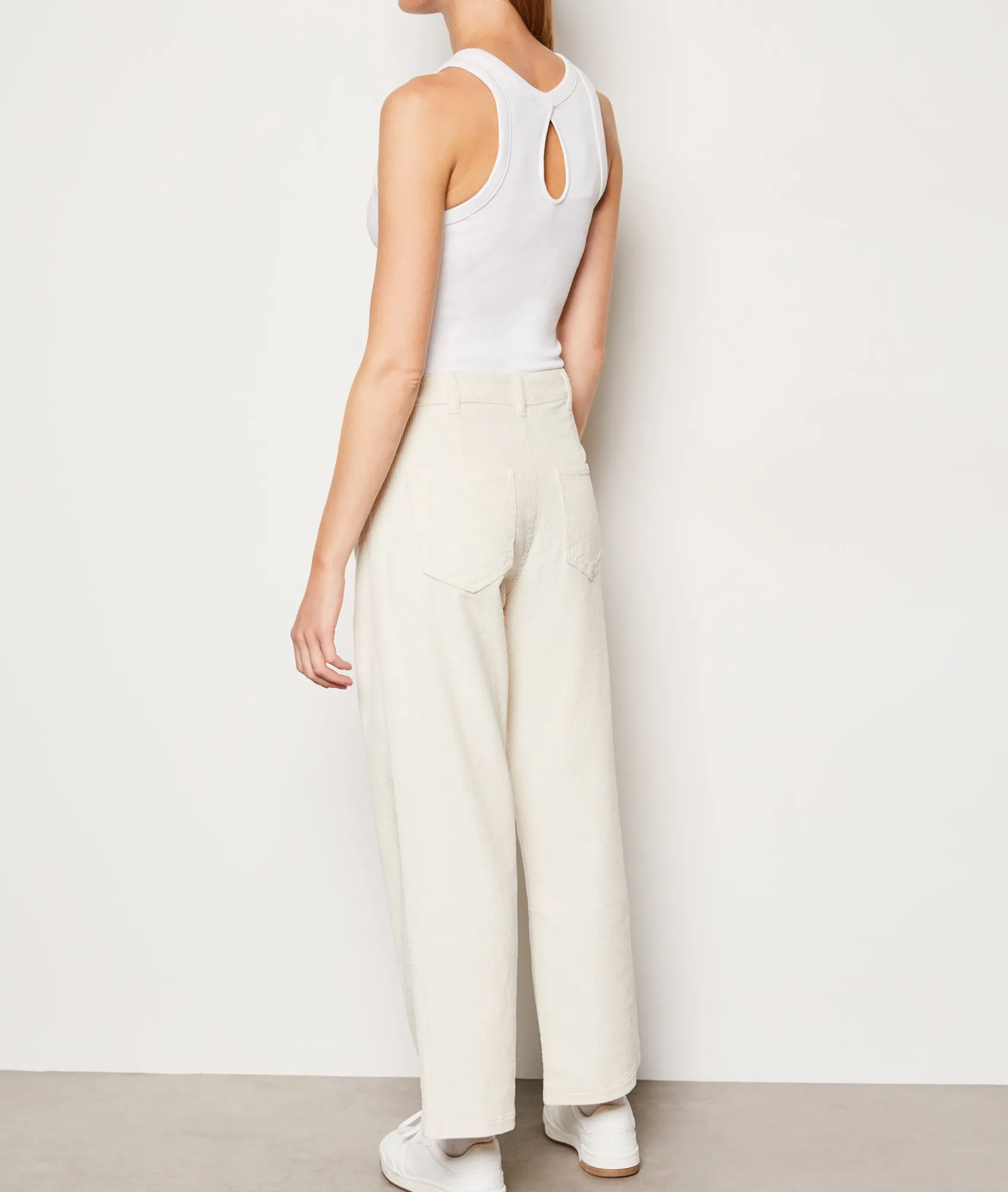 Cheap Pantalon velours en coton coupe large Pantalons Larges