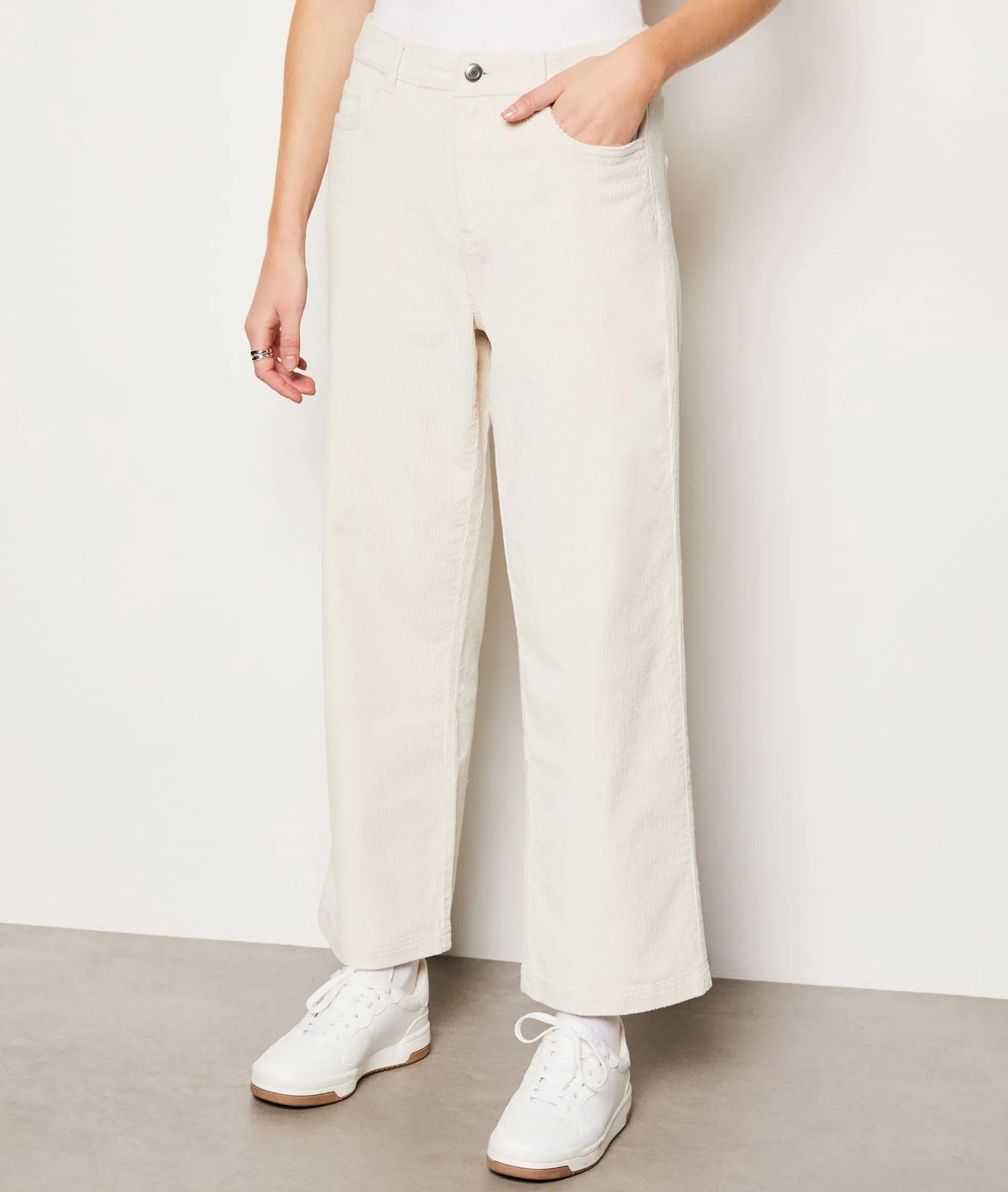 Cheap Pantalon velours en coton coupe large Pantalons Larges