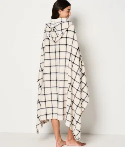 Cheap Plaid cape en polaire à carreaux Accessoires