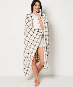 Cheap Plaid cape en polaire à carreaux Accessoires