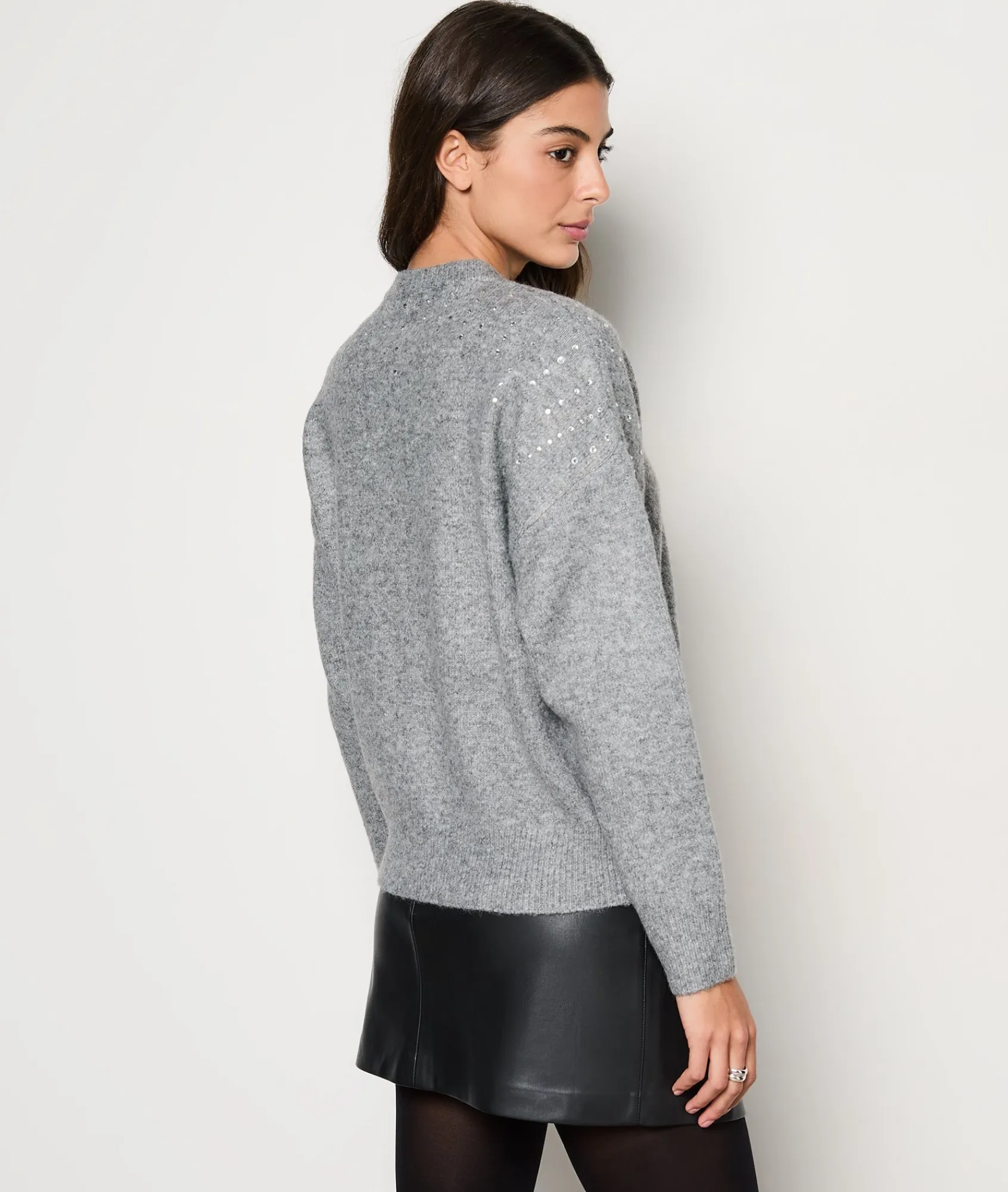 Cheap Pull col rond détails strass Cols Ronds