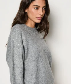 Cheap Pull col rond détails strass Cols Ronds