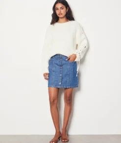 Store Pull détails manches lacées Cols Ronds