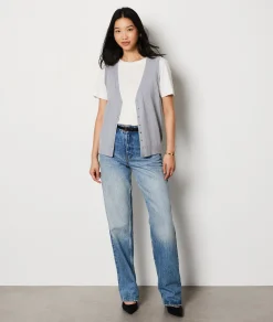 Best Pull long sans manches avec boutons Sans Manches|Cols V