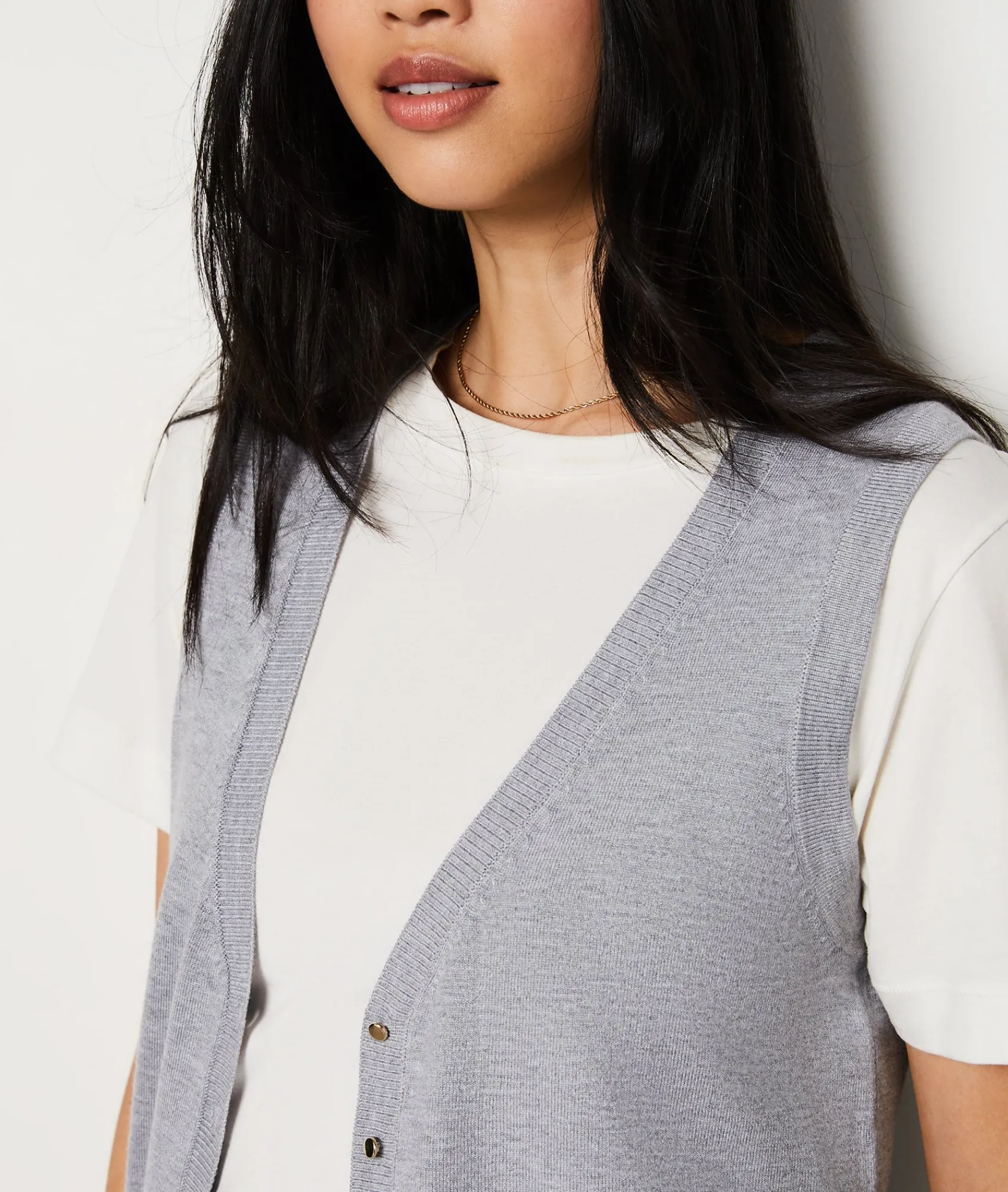 Best Pull long sans manches avec boutons Sans Manches|Cols V