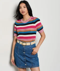 Best Sale Pull manches courtes en crochet Cols Ronds