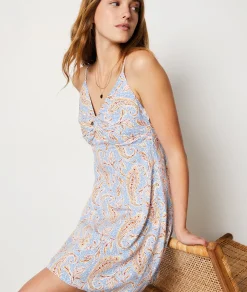 Fashion Robe courte à fines bretelles Robes Fleuries|Robes Imprimées