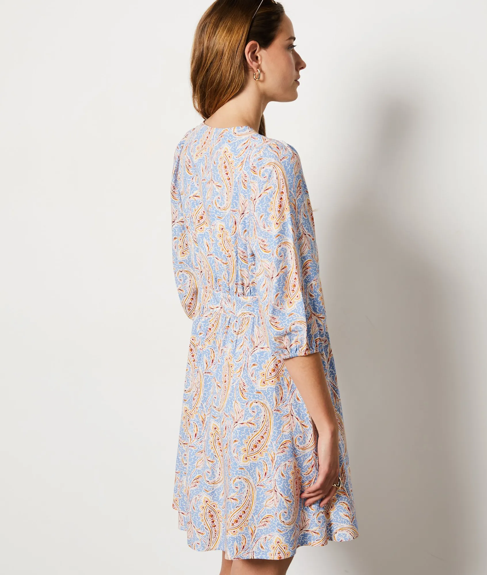 Sale Robe courte à motif manches 3/4 Robes Fleuries|Robes Imprimées