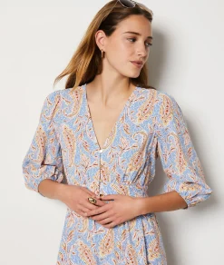 Sale Robe courte à motif manches 3/4 Robes Fleuries|Robes Imprimées