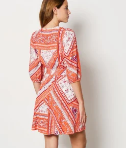 New Robe courte à motif manches 3/4 Robes Imprimées
