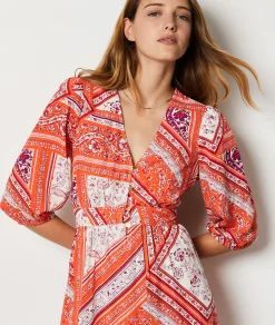 New Robe courte à motif manches 3/4 Robes Imprimées