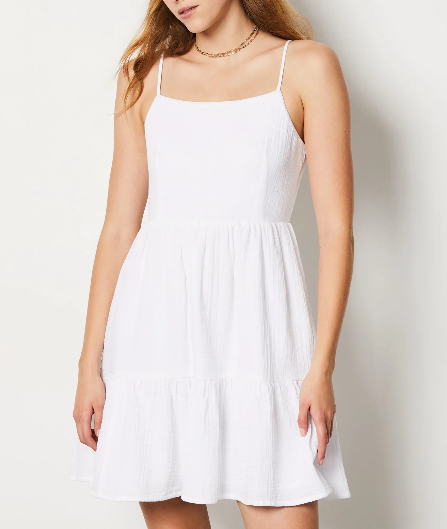 Store Robe courte à nouer au dos en coton Robes Unies