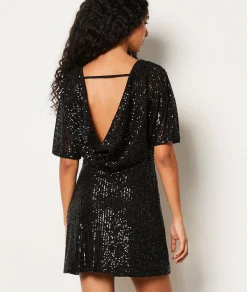 Best Robe courte à sequins dos nu Robes De Soirées|Robes Unies