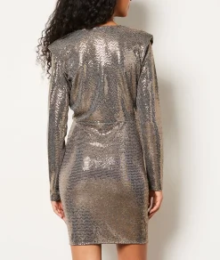 Store Robe courte col V à sequins Robes De Soirées|Robes Unies