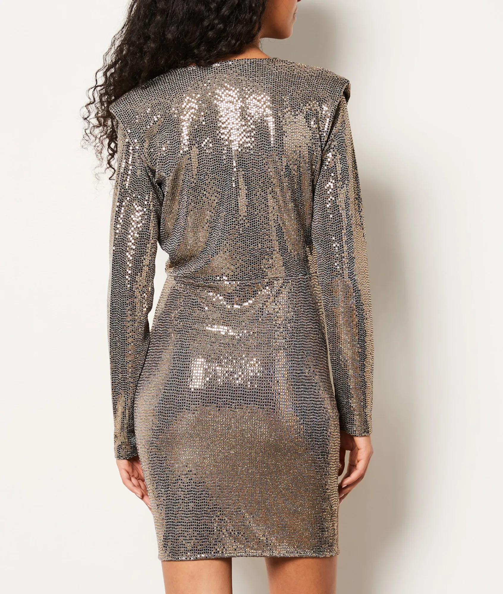 Store Robe courte col V à sequins Robes De Soirées|Robes Unies