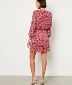 Shop Robe courte manches longues imprimé Robes Imprimées