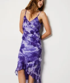 Fashion Robe longue à fines bretelles à volants Robes De Soirées|Robes Imprimées