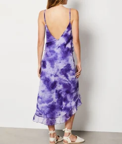 Fashion Robe longue à fines bretelles à volants Robes De Soirées|Robes Imprimées