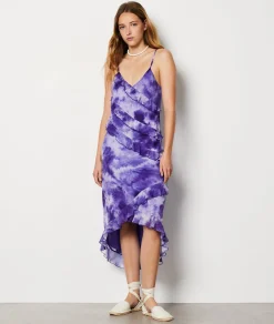 Fashion Robe longue à fines bretelles à volants Robes De Soirées|Robes Imprimées