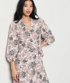 Clearance Robe longue à motif manches 3/4 Robes Fleuries|Robes Imprimées