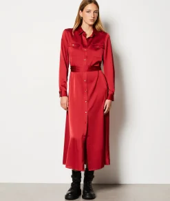 Best Sale Robe longue ceinturée Robes Unies