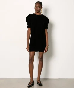 Shop Robe manches ballons en velours Robes De Soirées|Robes Unies